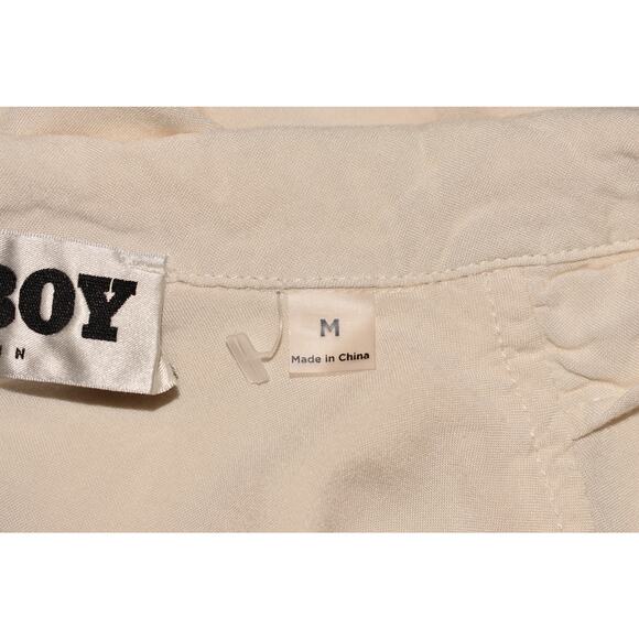 PLAYBOY BY PACSUN $50 Locals Only Relaxed Fit Camp Shirt Off-White‎ Men's Medium - Picture 5 of 5